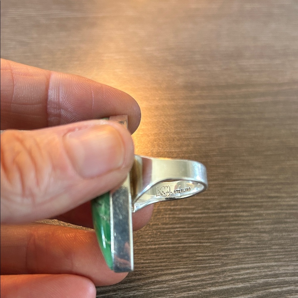 Unique Green Turquoise Stone Sterling Silver Women's Ring - Rare! - Picture 5 of 10